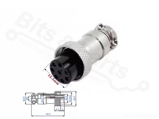 Signaalconnector Aviation GX16  8 pins male/female